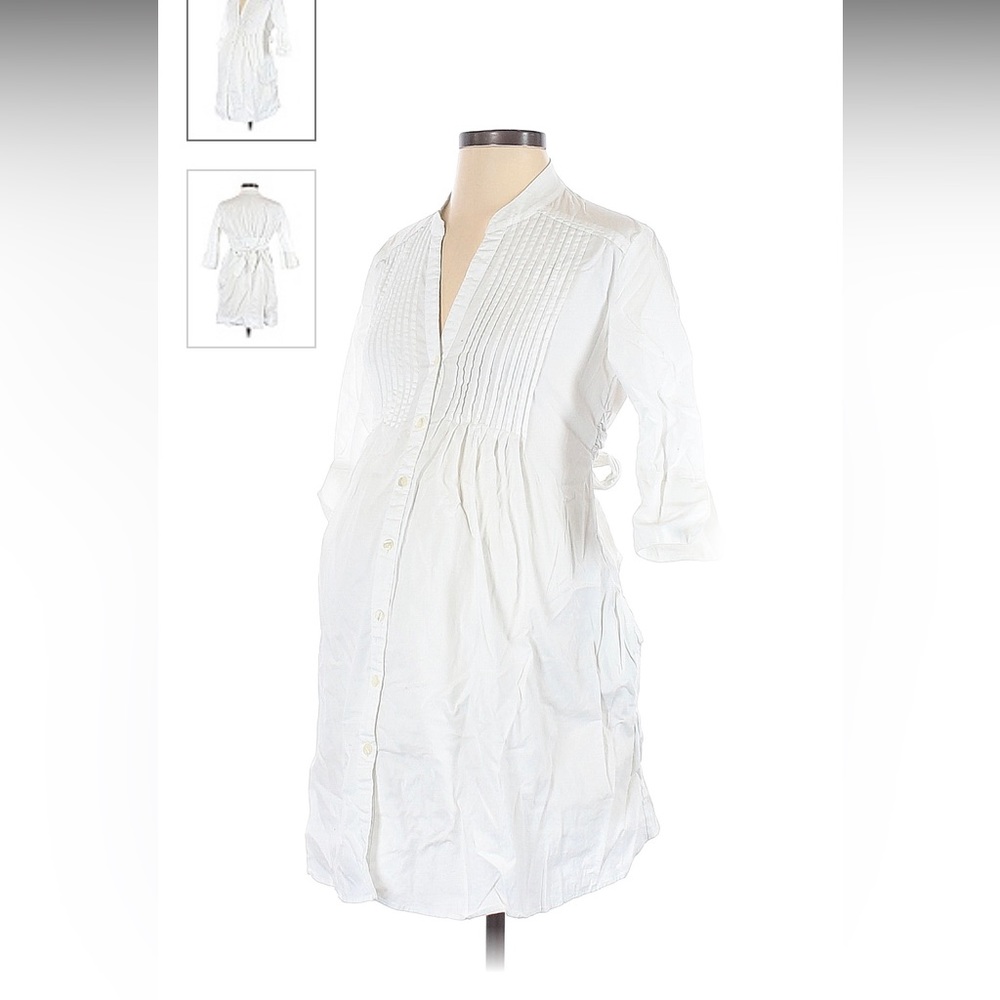 Isabella Oliver Maternity Cotton Poplin ShirtDress w pockets Size 2